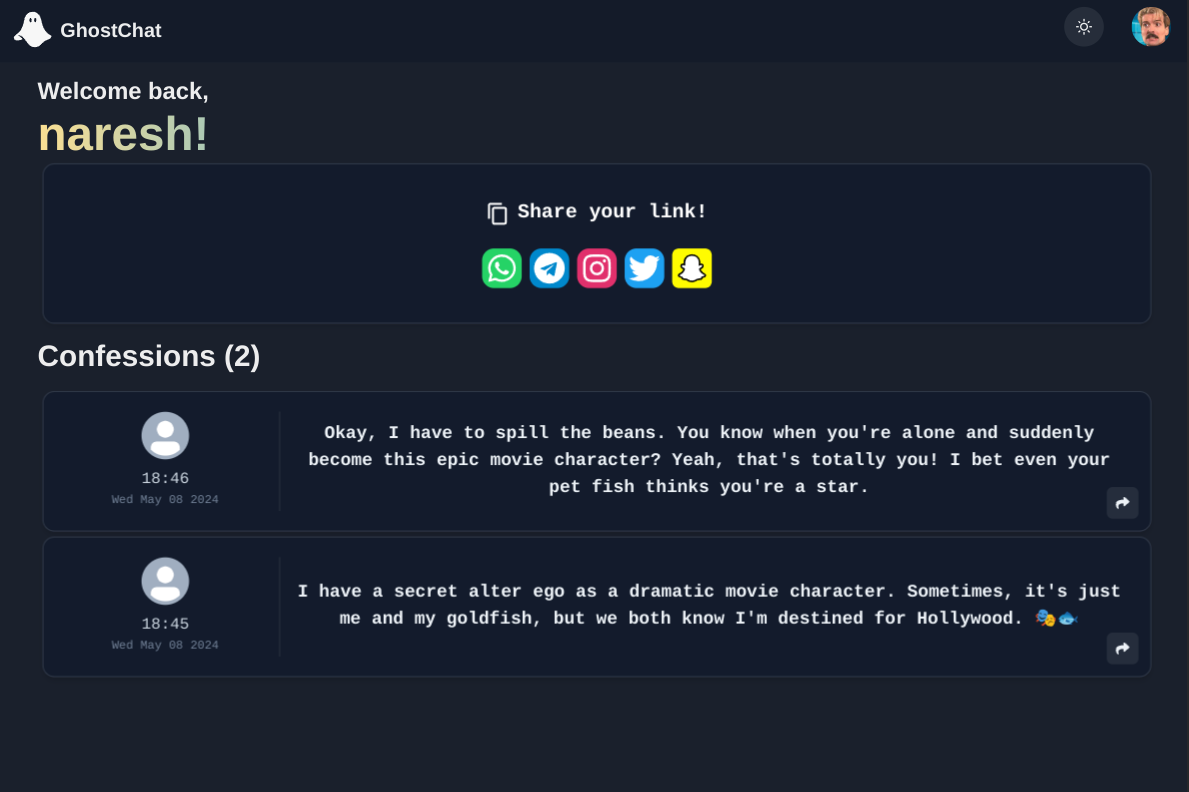screenshot of "Ghost Chat